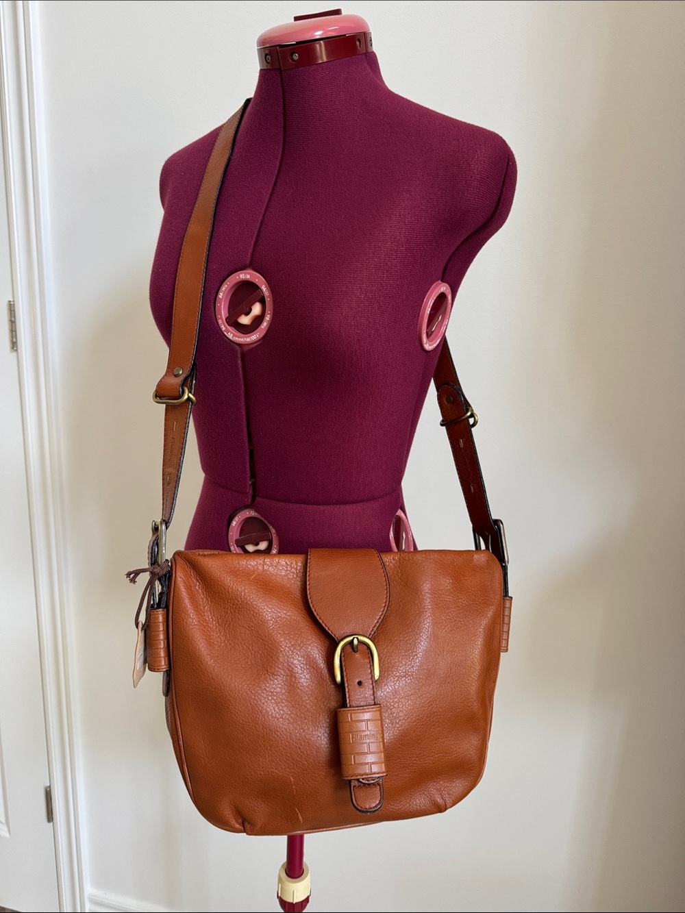 NWT Flamingo Brand Leather Crossbody Saddle Bag Purse